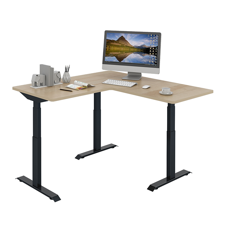 L Shape Corner Desk Dual Motor Lift-up Thriple Motors Standing Desk