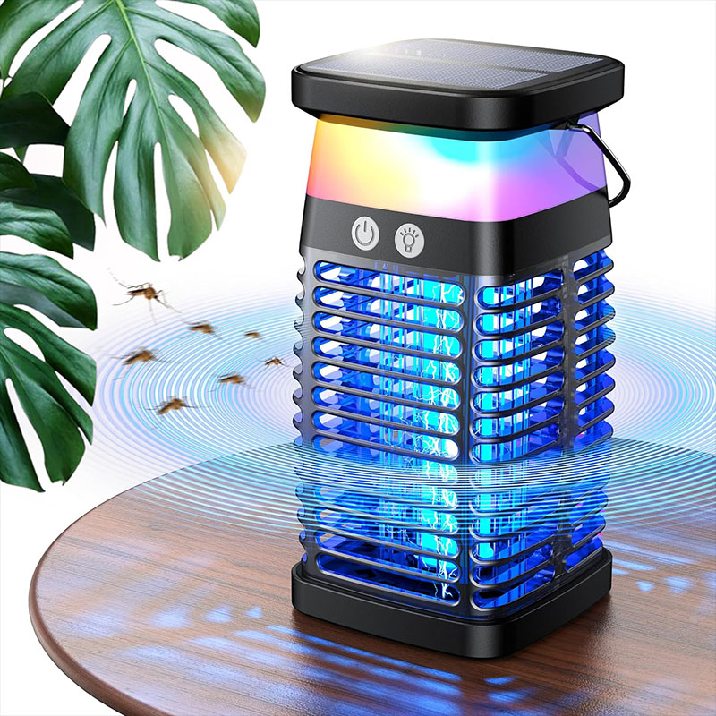 Solar Bug Zapper Outdoor, 4000mAh Rechargeable Bug Zapper，4200V Mosquito Zapper，RGB Light,IP66 Waterproof Electric Insect Zapper for Outside, Patio, Backyard, Garden